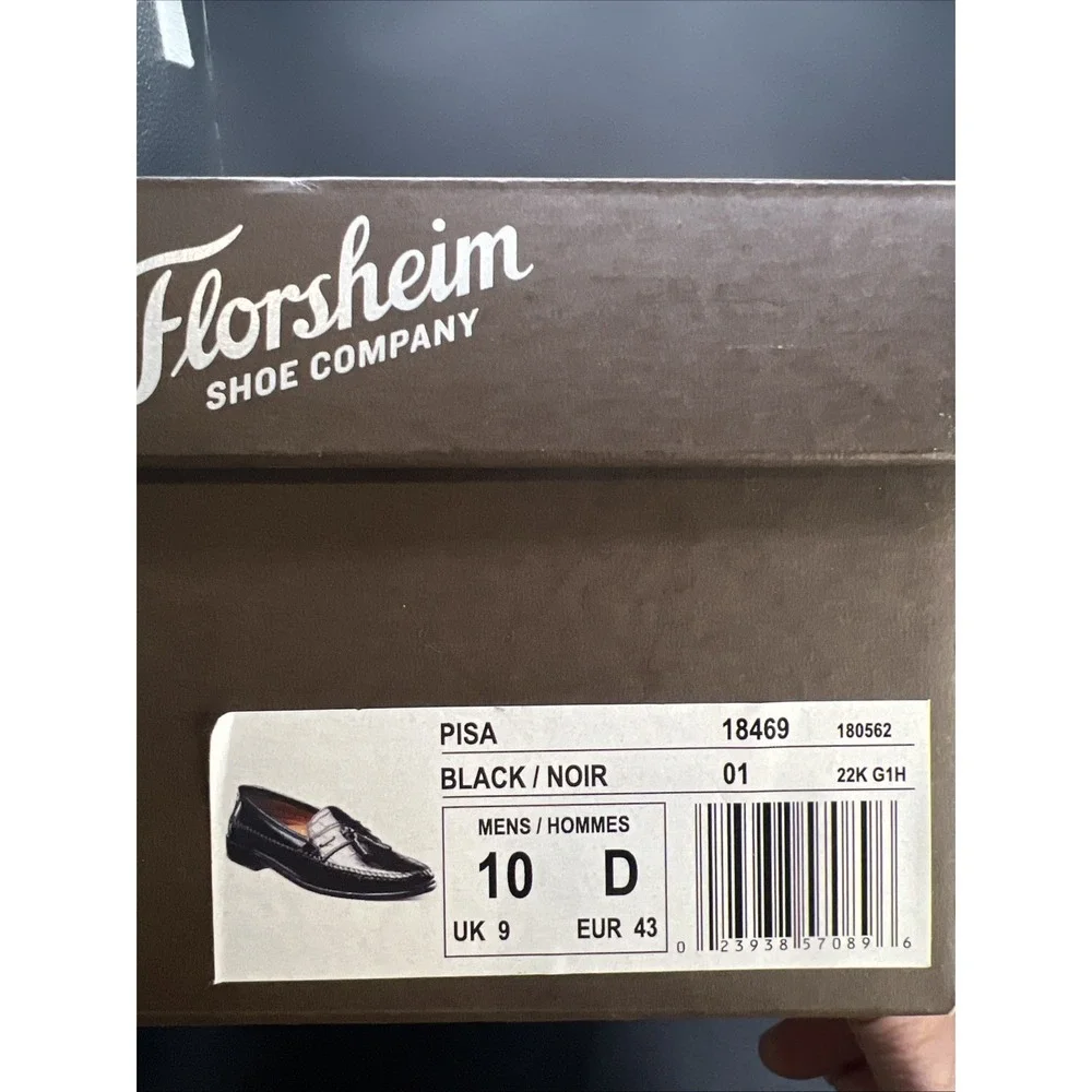 Florsheim Pisa Moc Toe Shoes Mens Black Leather Tassel Loafers 18469 Sz 10 D Box